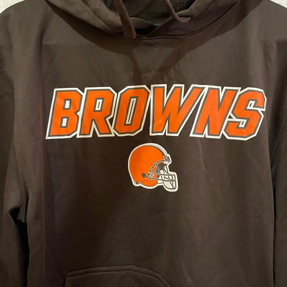 NWT! Men’s Unisex Cleveland Browns brown sweatshirt hoodie pullover Size Small - Picture 3 of 6